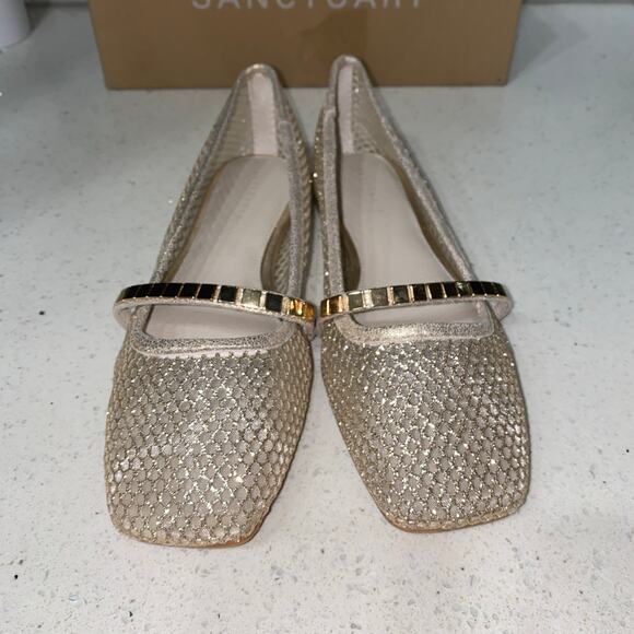 RE: Sanctuary Women’s 7 Mary Jane Ballet Flat w Cushioned Flexible Footbed, Gold - Picture 8 of 9